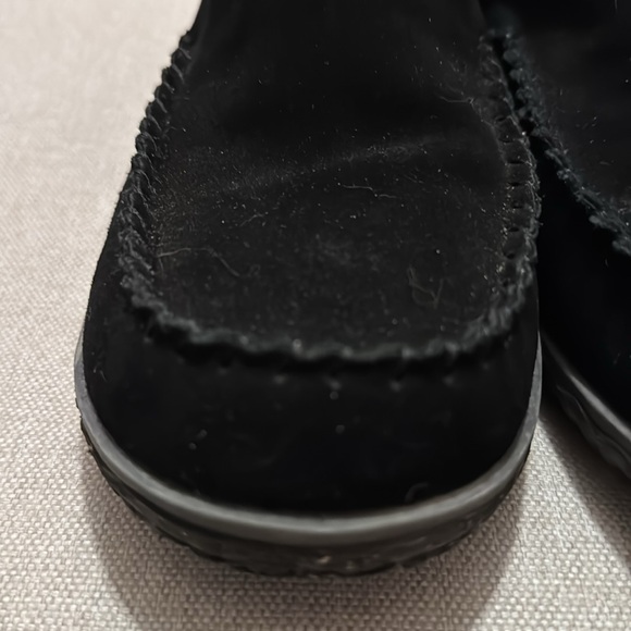 Minnetonka Pull On “Taren”Leather Booties-Sz 9-Black-Berber Lining - Picture 5 of 15